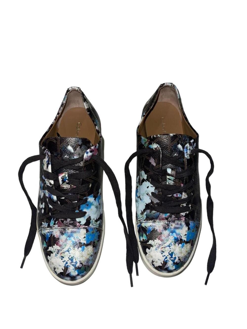 Calvin Klein Floral Print Leather Sneakers